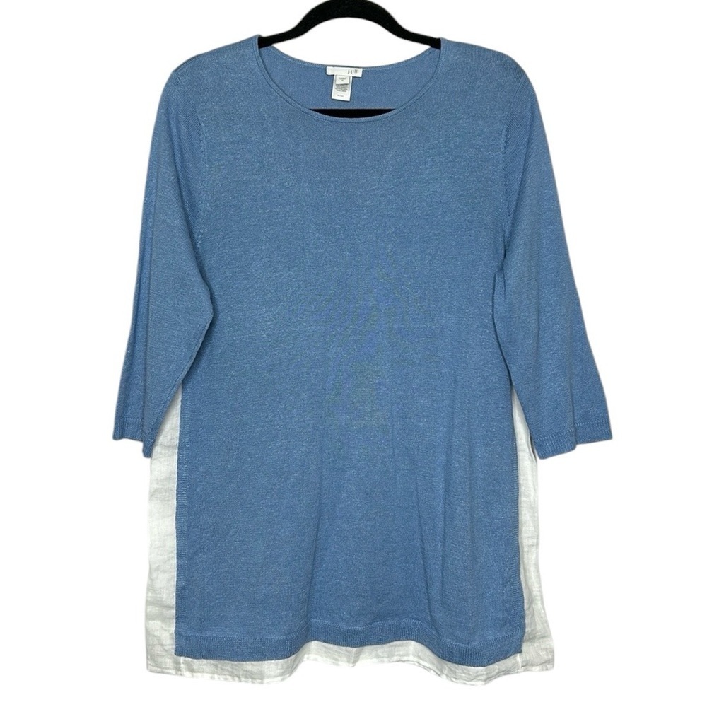 J.Jill Linen Blend Shirt Trim Tunic Sweater Size M